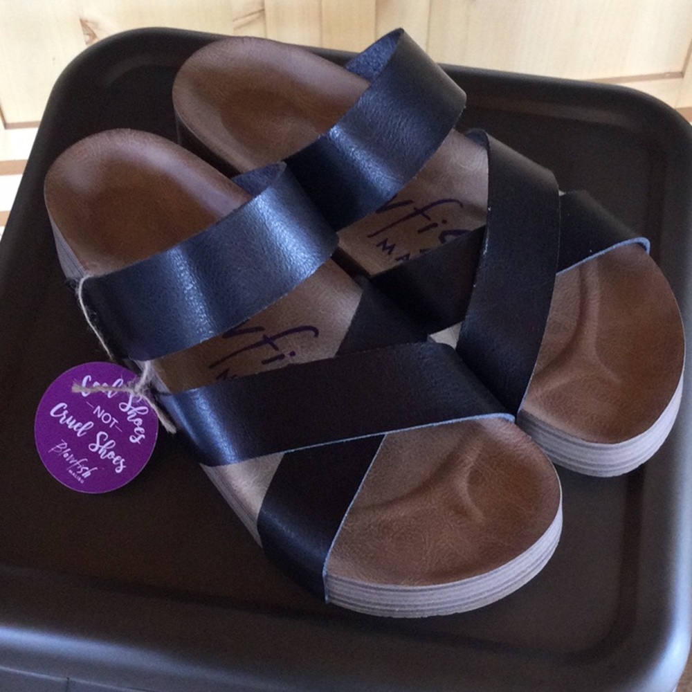 Blowfish Malibu Miri Wedge Sandals size 7 Black